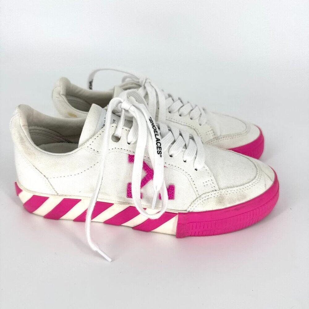 Off-White c/o Virgil Abloh Vulc White Pink Low Top Sneakers Size 38